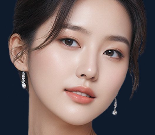 COOKI 안면리프팅 — 짙은 남색 바탕 모델 얼굴